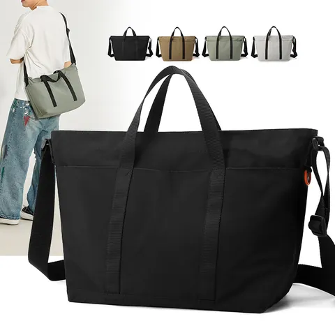 Borsa a Tracolla da Uomo Grande Capacità Idrorepellente in Nylon Minimalista Multitasca Casual da Viaggio Borsa a Spalla Tracolla Regolabile