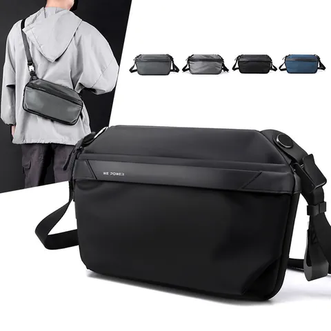 Sac à Bandoulière WEPOWER pour Homme en Nylon Imperméable Sac de Poitrine Techwear Messenger Bag Grande Capacité pour Voyage Quotidien Sac Sling à la Mode