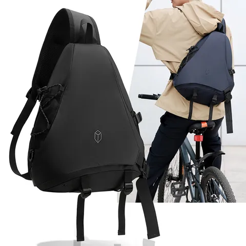 Men's Outdoor Techwear Shoulder Bag Waterproof Cycling Crossbody Bag Minimalist Nylon Messenger Bag For Commuting Daily Use