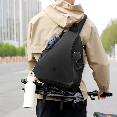 Men's Outdoor Techwear Shoulder Bag Waterproof Cycling Crossbody Bag Minimalist Nylon Messenger Bag For Commuting Daily Use