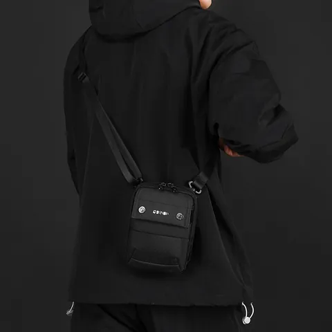 Men's Tactical Waterproof Nylon Crossbody Bag Small Techwear Messenger Shoulder Bag For Daily Travel Commute