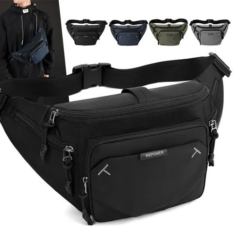 Heren Waterdichte Nylon Borsttas Outdoor Sport Heuptas Meerlaagse Casual Crossbody Schoudertas Streetwear Fanny Pack