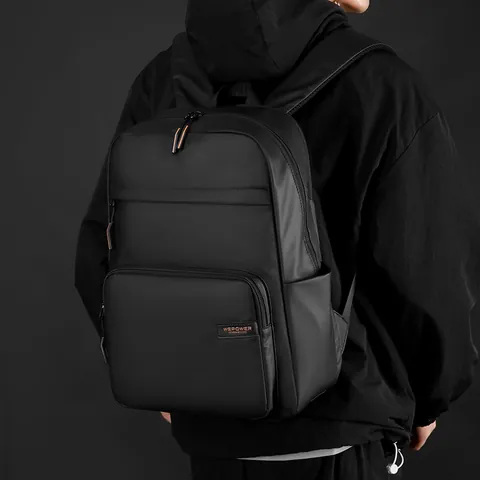 Waterproof Laptop Backpack Men Business Large Capacity Commuting Travel Shoulder Bag With Breathable Mesh Straps And Luggage Strap