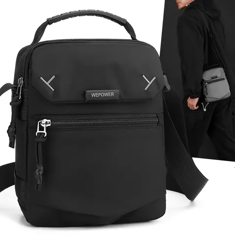 Bolso Mensajero de Nailon Impermeable para Hombre Multi-Bolsillo Negocios Casual Crossbody Con Asa Bolso de Hombro Ligero