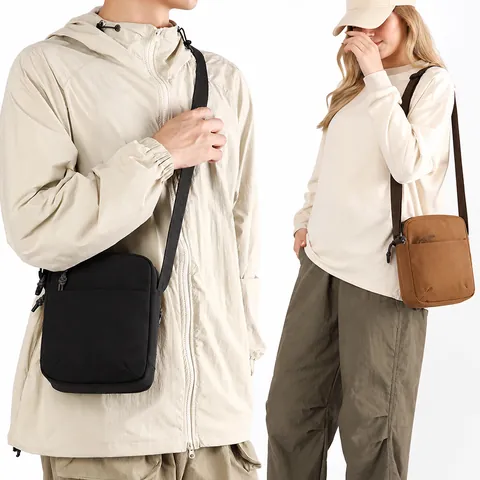 Sac Bandoulière Décontracté pour Hommes Sac à Épaule en Nylon Imperméable Urban Leisure Travel Messenger Bag Avec Rangement Multi Couches