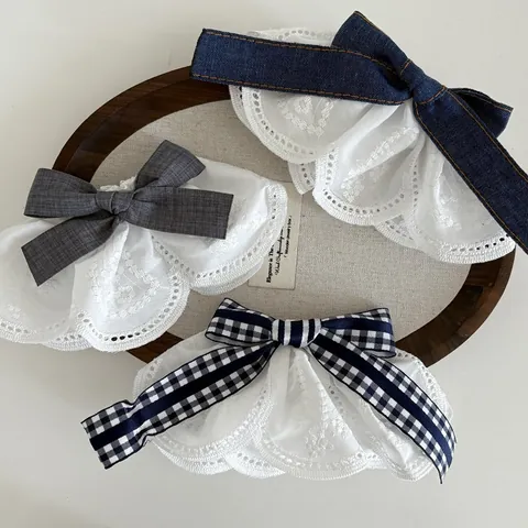Korean Style Vintage Lace Bow Spring Hair Clip White Embroidery Floral Hollow Out Hairpin Women Elegant Daily Accessory