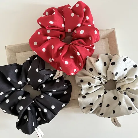 Vintage Polka Dot Satin Große Haargummis Retro Damen Haarschmuck Koreanischer Stil Ponytail Halter Mode Haarzubehör