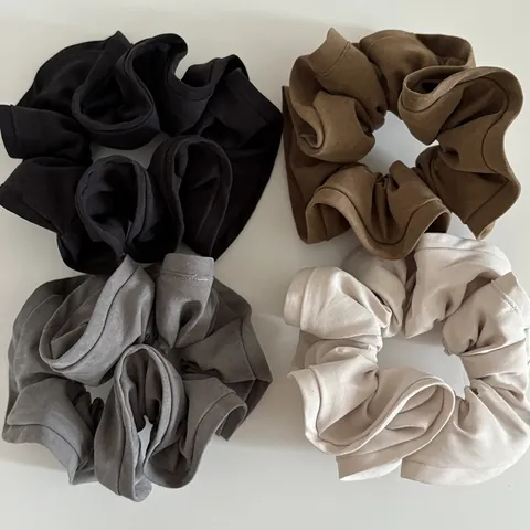 French Retro Solid Color Fabric Ruffle Scrunchie High Elastic Minimalist Large Hair Loop For Women Ponytail Hair Ties
