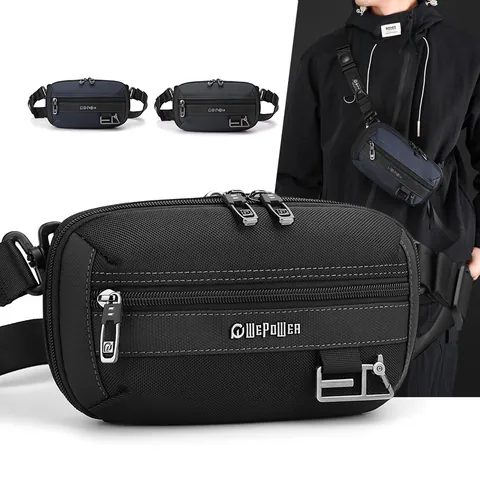 Bolso de Pecho Táctico de Nailon Impermeable para Hombre Multibolsillos Techwear Bolso Bandolera Riñonera Funcional para Viajes