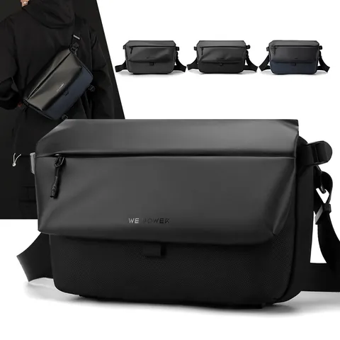 Men's Waterproof Tactical Messenger Bag Cyberpunk Nylon Sling Bag Crossbody Shoulder Bag With Magnetic Flap Daily Travel