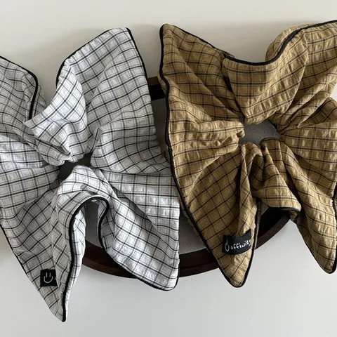 Französische Vintage Plaid Haargummis Oversized Kontrast Karo Haarbänder Für Damen Niedriger Pferdeschwanz Haarseil Vielseitiger Haarschmuck