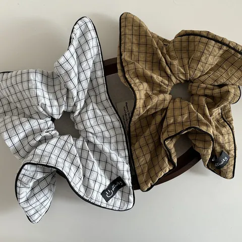 Französische Vintage Plaid Haargummis Oversized Kontrast Karo Haarbänder Für Damen Niedriger Pferdeschwanz Haarseil Vielseitiger Haarschmuck