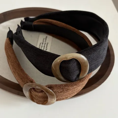 Retro Brede Stof Haarband Met Marmer Textuur Hars Ring Elegante Hoge Schedeltop Haarband Voor Vrouwen Dagelijkse Haaraccessoires