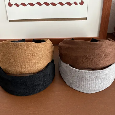 Diadema Minimalista de Estilo Coreano de Gamuza de Ala Ancha Color Maillard Aro de Pelo Grueso Antideslizante Accesorios de Cabello Para Mujer
