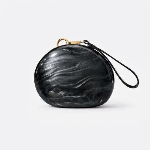 Pochette Da Sera In Acrilico Da Donna Guscio Rigido Trama Marmo Perla Artificialceo Borsa Da Banchetto Con Cinturino Da Polso