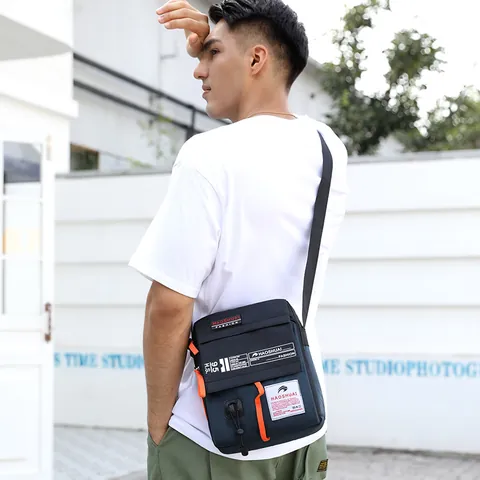 Men Waterproof Nylon Multi-Pocket Crossbody Bag Casual Outdoor Shoulder Bag Functional Travel Messenger Bag For Daily Use