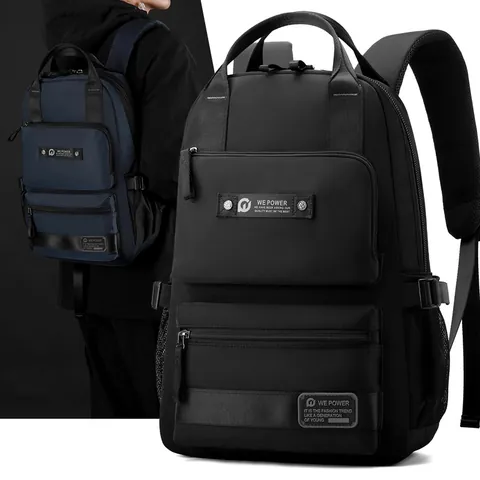 Men Business Casual Backpack Large Capacity Water Repellent Coated Nylon Laptop Bag With Multi Compartment Luggage Strap Travel Work