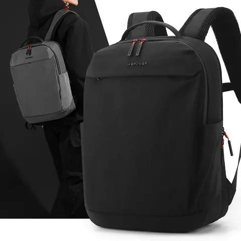 Men Business Backpack Large Capacity Waterproof Nylon Laptop Bag Urban Minimalist Casual Travel Daypack With Orange Accents