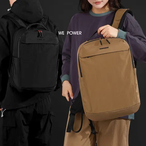 Men Business Backpack Large Capacity Waterproof Nylon Laptop Bag Urban Minimalist Casual Travel Daypack With Orange Accents