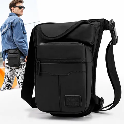 Men Tactical Leg Bag Multi-functional Waterproof Nylon Outdoor Cycling Waist Pack Adjustable Crossbody Bag Shoulder Chest Bag