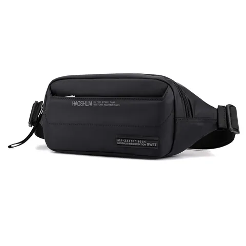 Sac Banane Multifonctionnel pour Hommes en Polyester Imperméable Sac de Poitrine Bandoulière Mode Décontracté Course Randonnée