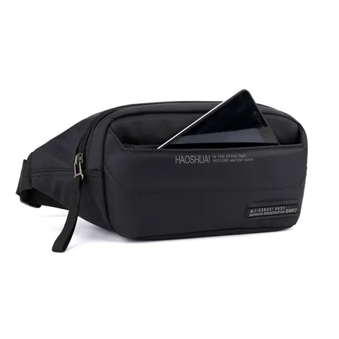 Sac Banane Multifonctionnel pour Hommes en Polyester Imperméable Sac de Poitrine Bandoulière Mode Décontracté Course Randonnée