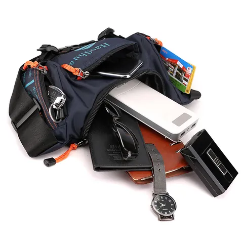 Waterproof Nylon Multi Functional Waist Bag Outdoor Men Sports Chest Bag Crossbody Bag For Travel Hiking Large Capacity