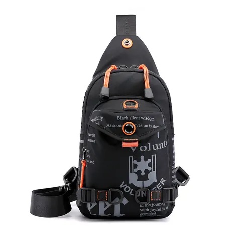 Men's Waterproof Nylon Chest Bag Outdoor Sport Sling Crossbody Shoulder Bag With Multi Pockets For Daily Travel Casual Men