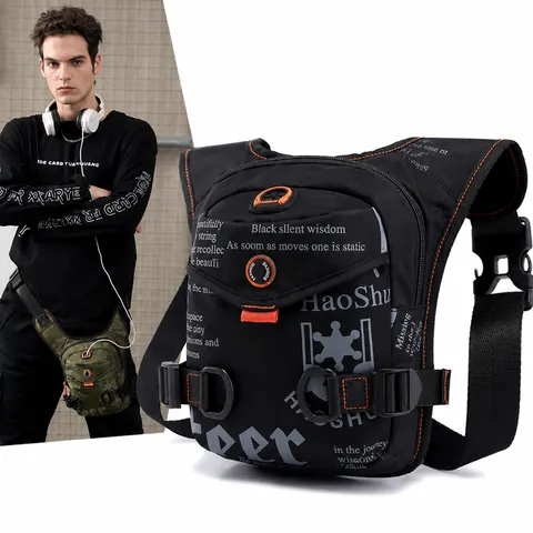 Men's Tactical Leg Bag Waterproof Nylon Waist Pack Outdoor Riding Chest Crossbody Bag Multi Pocket Utility Hip Purse