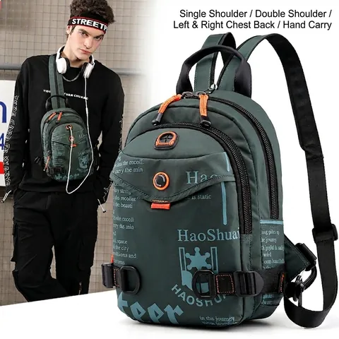 Multifunktionale Herren Wasserdichte Nylon Brusttasche Outdoor Kleiner Rucksack Sportlich Crossbody Sling Bag Reisepaket