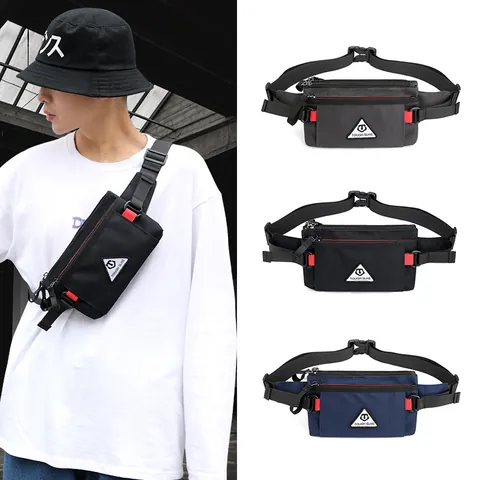Men Outdoor Waist Bag Waterproof Nylon Chest Crossbody Bag Multi Pocket Adjustable Strap Sport Fanny Pack Casual Travel Bag