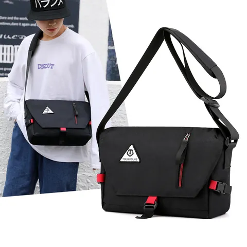 Men Messenger Bag Waterproof Nylon Crossbody Bag Trendy Street Style Shoulder Bag With Multi Pockets Casual Travel Computer Bag