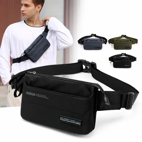 Waterproof Nylon Waist Bag For Men Multi-Pocket Crossbody Chest Bag For Outdoor Sports Travel Fashion Fanny Pack