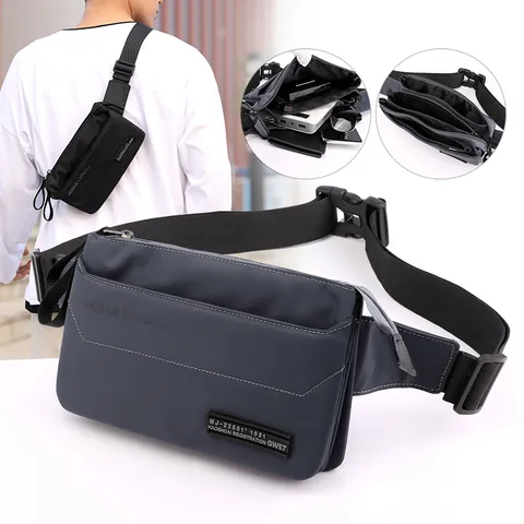 Waterproof Nylon Waist Bag For Men Multi-Pocket Crossbody Chest Bag For Outdoor Sports Travel Fashion Fanny Pack
