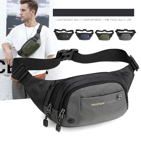 Herren Outdoor Sport Gürteltasche Wasserdicht Nylon Multi-Tasche Brusttasche Umhängetasche Zum Laufen Reisen Wandern