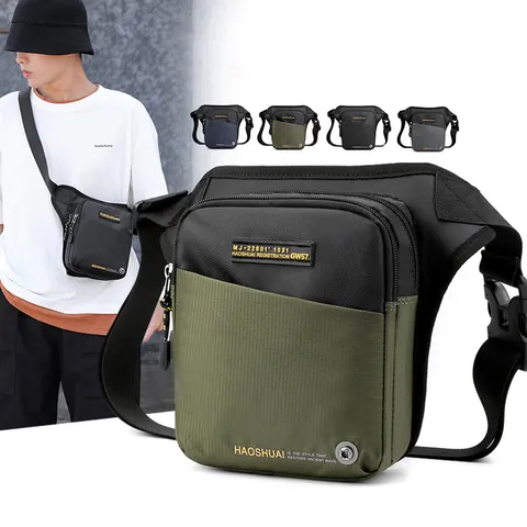Multifunctional Men's Outdoor Tactical Leg Bag Waterproof Nylon Waist Bag For Riding Sports Casual Crossbody Chest Bag