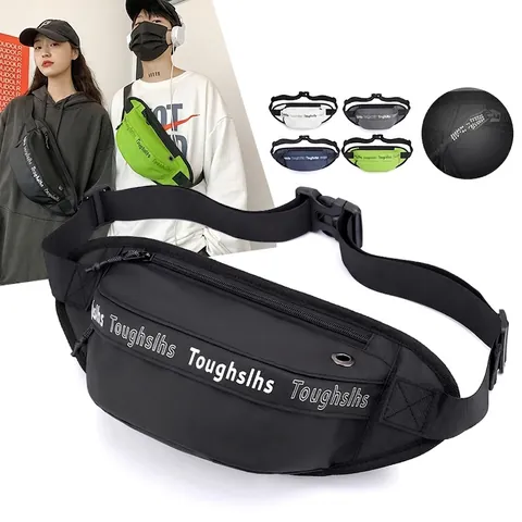 Marsupio in Nylon Rivestito in TPU Impermeabile di Tendenza Per Uomo Donna Cerniera Riflettente Foro Per Auricolari Borsa Da Petto