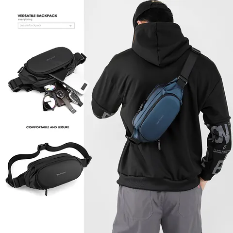 Heren Heuptas Waterafstotende Gecoate Stof Outdoor Borsttas Grote Capaciteit Crossbody Tas Verstelbare Band Meerdere Zakken
