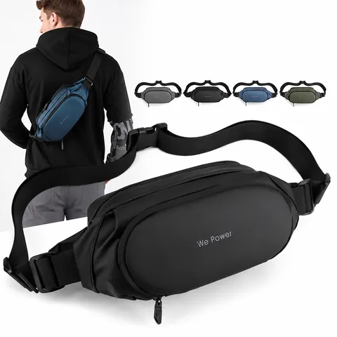 Riñonera para Hombre de Tela Revestida Repelente al Agua Bolso de Pecho para Deportes al Aire Libre Gran Capacidad Bandolera Correa Ajustable Multi Bolsillos