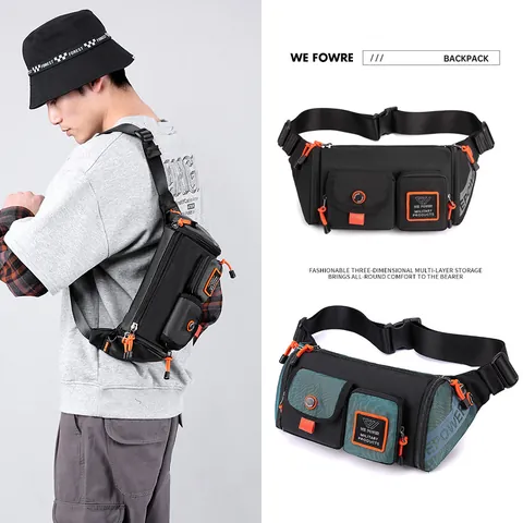 Men's Functional Waterproof Chest Bag Techwear Crossbody Bag Large Capacity Tactical Waist Pack Casual Travel Sling Bag