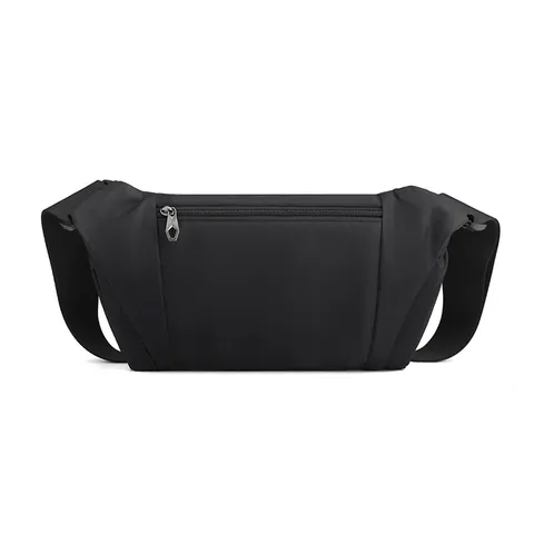 Sac de Poitrine en Nylon Imperméable pour Hommes Grande Capacité Multi Fermeture Éclair Sac Banane Cylindrique Techwear Sling Bag Sac à Bandoulière Sport Casual