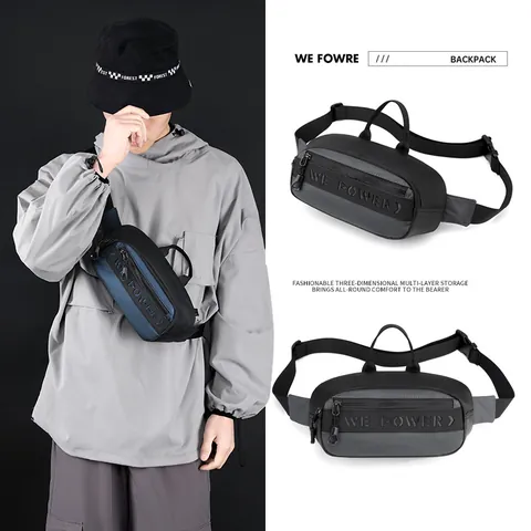 Men's Waterproof Nylon PU Chest Bag Sporty Casual Waist Pack For Outdoor Running Cycling Travel Streetwear Crossbody Bag