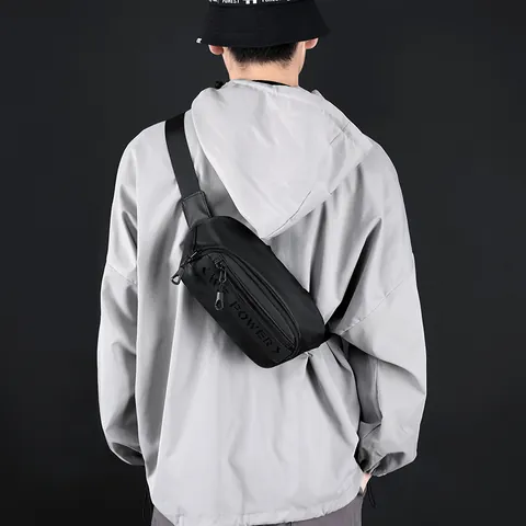 Men's Waterproof Nylon PU Chest Bag Sporty Casual Waist Pack For Outdoor Running Cycling Travel Streetwear Crossbody Bag