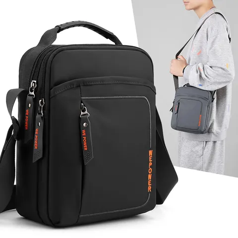 Bolso Bandolera de Nailon Impermeable para Hombre Casual Crossbody Con Asa Superior Multibolsillo Bolso de Viaje Escuela para Hombre