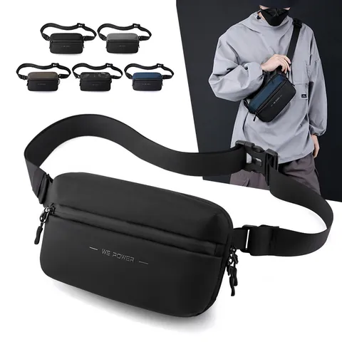 Men Water Repellent Nylon Chest Bag Crossbody Waist Pack Adjustable Strap For Travel Outdoor Casual Sporty Shoulder Bag