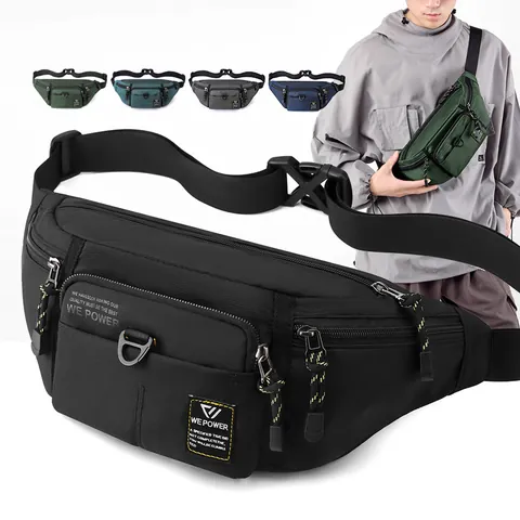 Men's Waterproof Nylon Chest Bag Outdoor Sports Waist Bag Multi-Pocket Casual Crossbody Shoulder Bag For Travel Daily