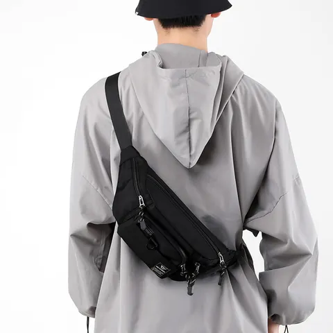 Men's Waterproof Nylon Chest Bag Outdoor Sports Waist Bag Multi-Pocket Casual Crossbody Shoulder Bag For Travel Daily