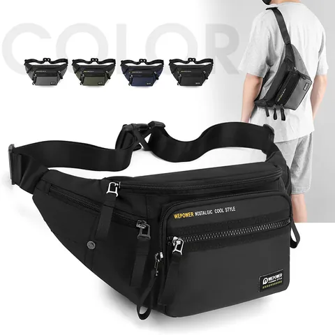 Borsa da Petto Multifunzionale in Nylon Impermeabile per Uomo Grande Capacità Marsupio Sportivo per Corsa all'aperto Viaggio Tracolla Casual