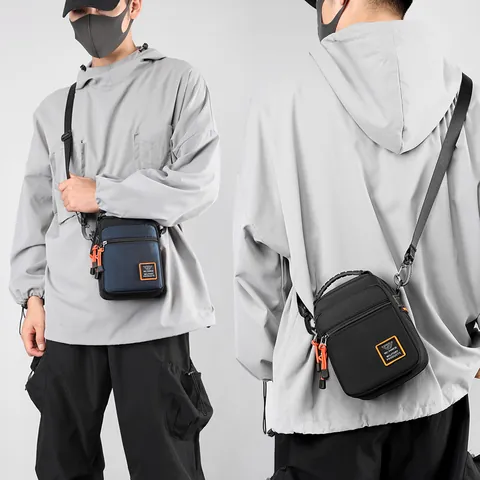 Men's Water Resistant Nylon Crossbody Bag Multifunctional Tactical Shoulder Bag Casual Travel Outdoor Mini Messenger Bag