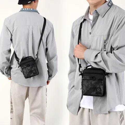 Borsa a Tracolla in Nylon Impermeabile da Uomo Camuffamento Giuntura Piccola Borsa a Spalla per Viaggio Quotidiano Casual